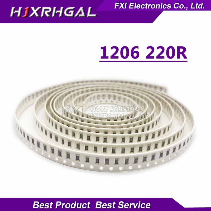 100PCS 1206 220R 1206 SMD Resistor 220 ohm chip resistor 0.25W 1/4W