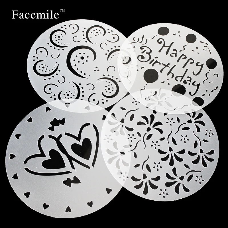 

4 Pcs/set Round Cake Fondant craft Decorating Cutter Flower Heart Sugarcraft Mold tools Cake Stencil 02005