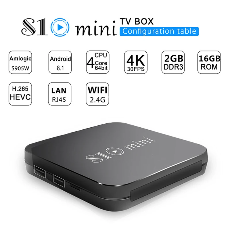 S10 мини ТВ коробка Android 8 1 Смарт 2 Гб 16 Amlogic S905W Четырехъядерный 4K телеприставка 4G WIFI