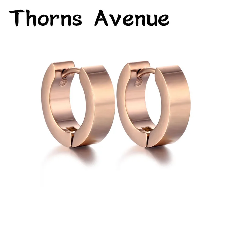 

Thorns Avenue Fashion 1 Pair/Lot 6 Colors Round Shape Stainless Steel Punk Hoop Earrings Circle Earrings For Men Women Jewelry