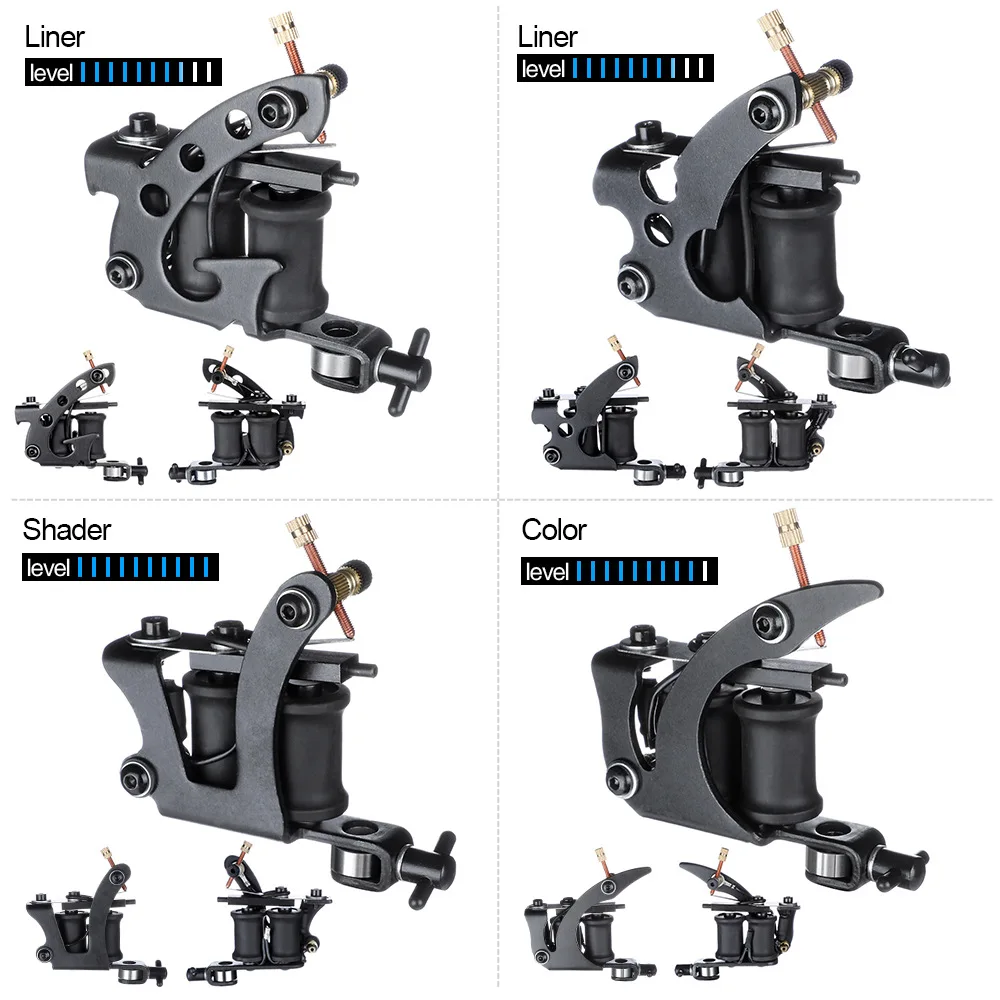 Полный профессиональный набор татуировки 4 машины liner shader цветная машина 54 цвета чернила блок питания, иглы GripSet