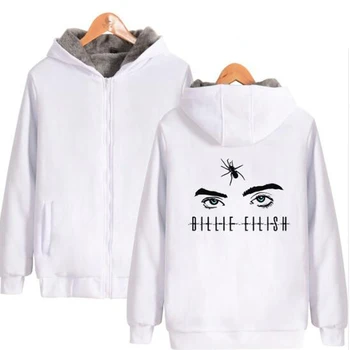 

Moletom KPOP Billie Eilish Women/Men Hoodies Sweatshirts Winter Thicken Warm Long Sleeve Zipper Hooded Jacket Coat Outerwear
