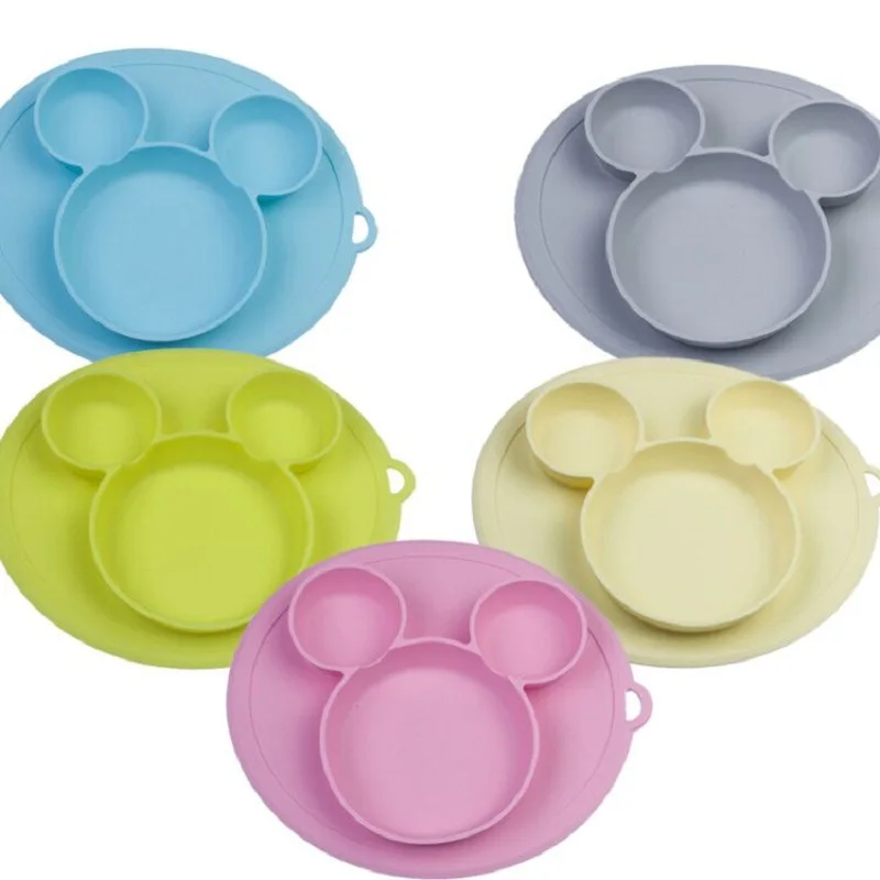 Kids Bowl Plates Baby Feeding Silicone Plate Children's Integrated Baby