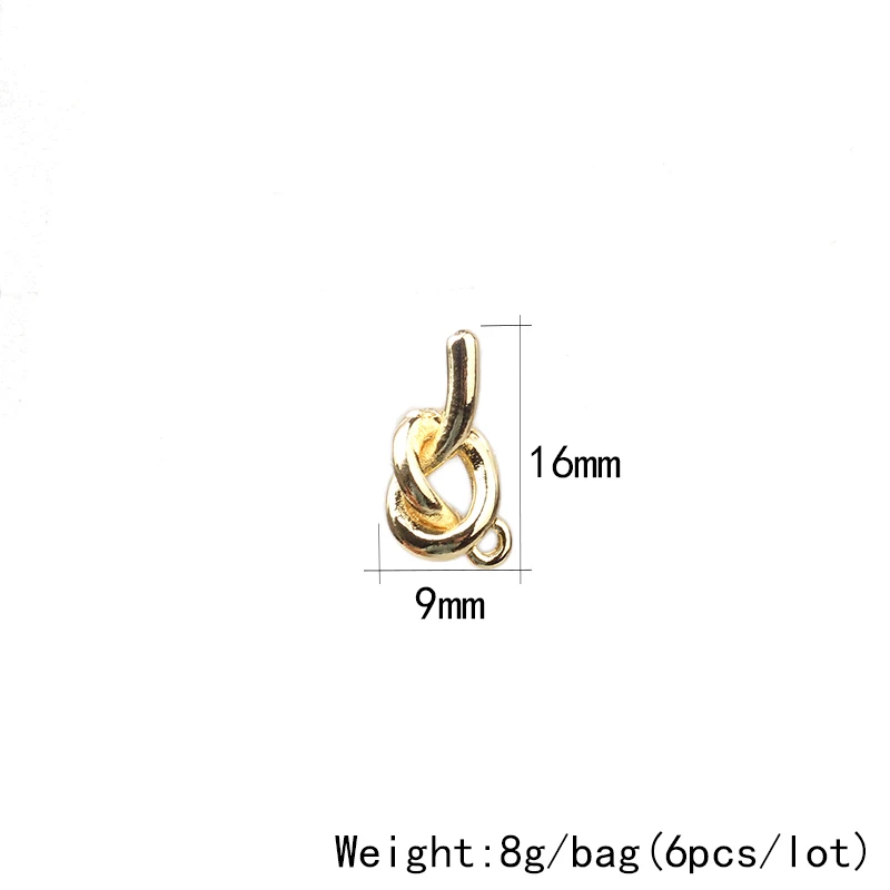 Цинковый сплав Золотой Металл 3D простой узел серьги База разъемы Linkers 9*16 мм 6 шт./лот для DIY серьги ювелирные аксессуары