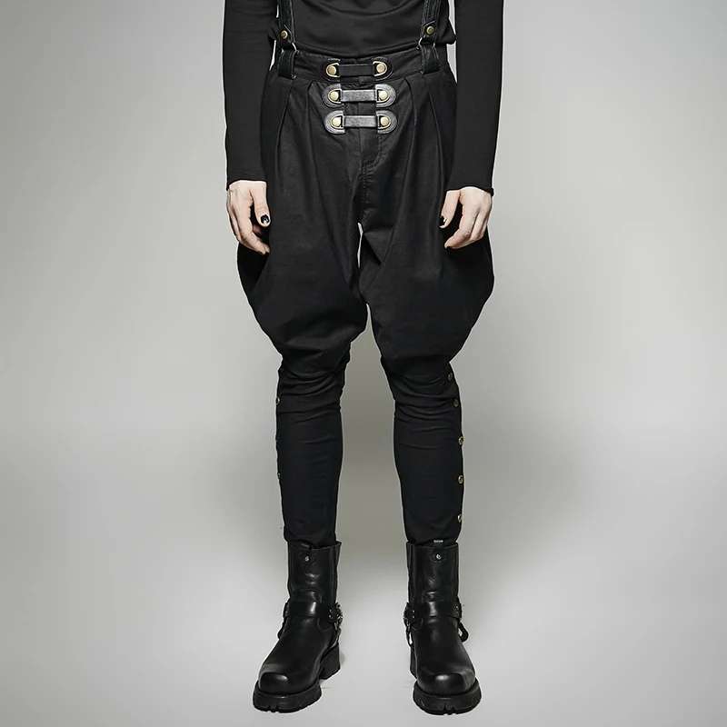 

Punk Military Uniform Men's Pants Street Rock Hip-hop Harem Pants Steampunk Gothic Two-wear Black Trousers