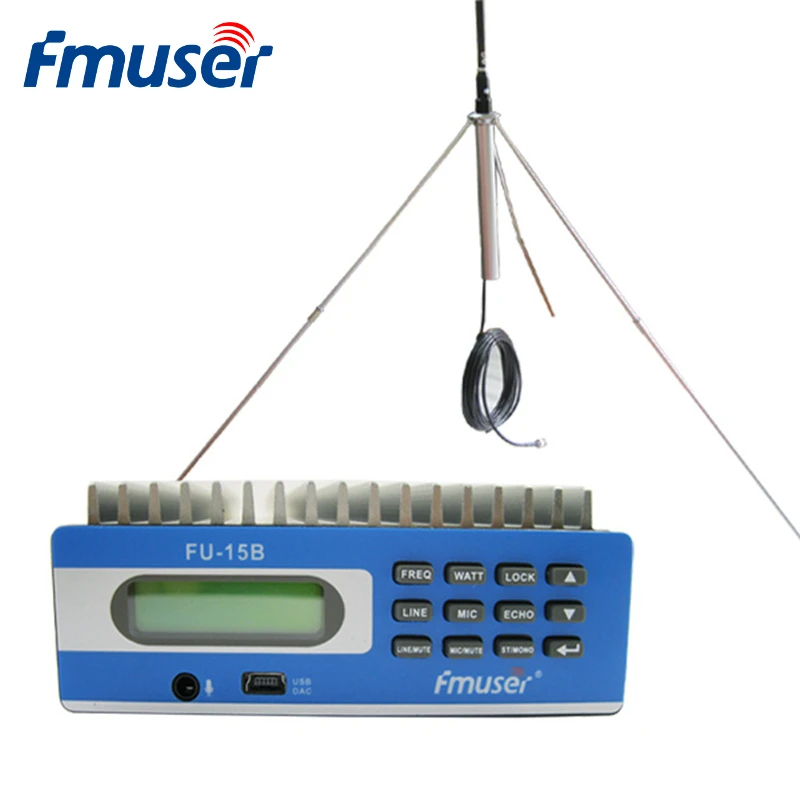 

FMUSER FU-15B 15W FM Radio Transmitter Set FM Broadcast Transmitter For FM Radio Station+1/4 Wave GP100 Antenna Kit CZE-15B