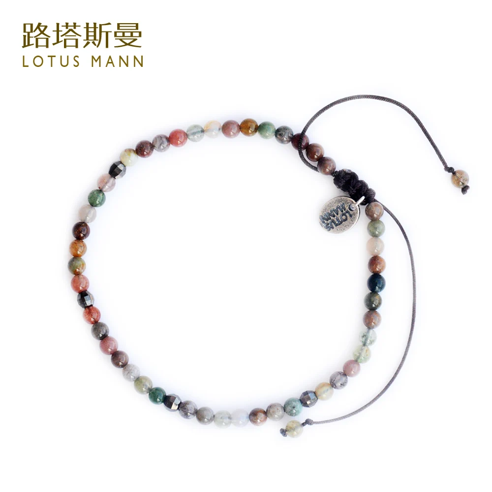 

Lotus Mann Lap extremely thin shallow dark brown color beads with silver gun color bead bracelet new