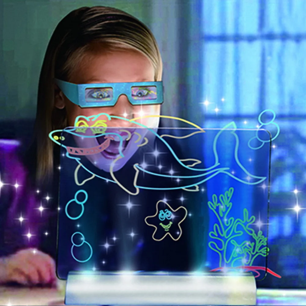 Enjoybay 3D Drawing Board Toys Light Up Colorful Pen Painting Board Glow in Dark Kids Drawing Toy Educational Gifts for Children Enjoybay 3D Drawing Board Toys Light Up Colorful Pen Painting Board Glow in Dark Kids Drawing Toy Educational Gifts for Children