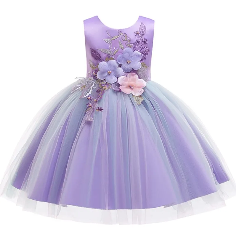 Летнее праздничное платье для девочек; vestidos; платья для маленьких девочек с объемным цветком; кружевные вечерние платья принцессы без рукавов; одежда для свадьбы
