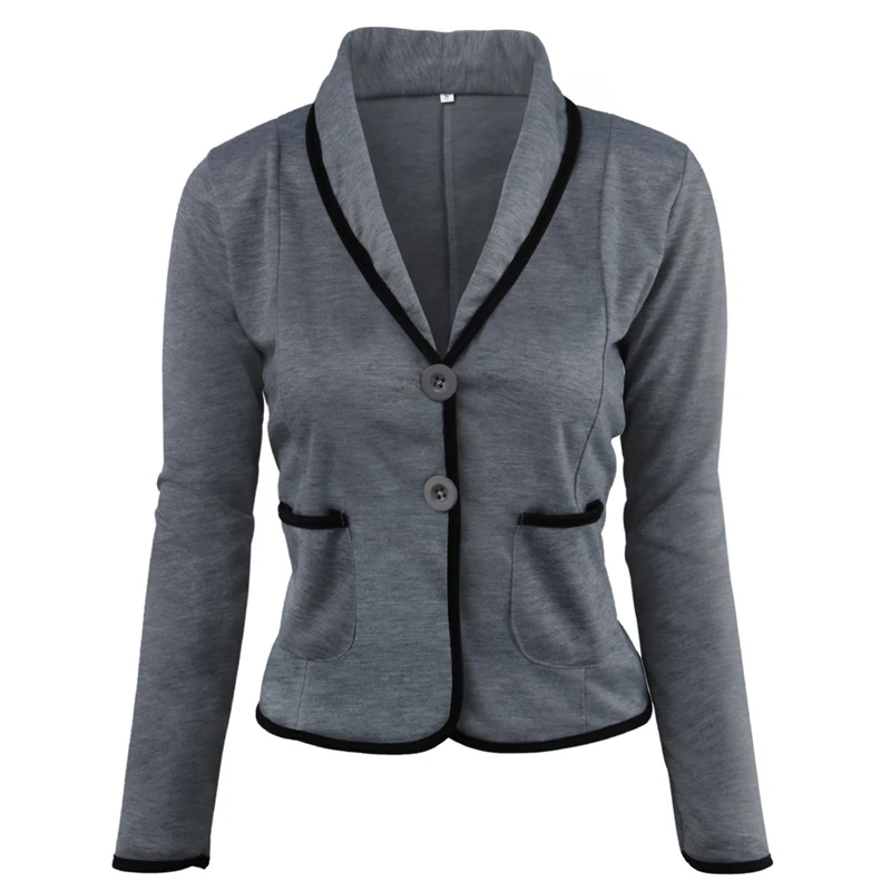 Joker Slim Jacket Single Row Two Buckle Cotton Solid Color Lapel Long Sleeve Large Size Short Women's Casual Suit