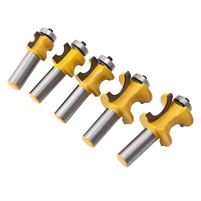 

5Pcs/Set 1/2" Shank Tenon Half Round Bullnose 3/8,5/16,1/4,3/16,1/8 Router Bits