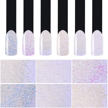 

1 Jar Unicorn Aurora White Sequins Nail Art Glitter Powder Mermaid Sugar Dust Glittering Fine Flakes Lucency Decorations