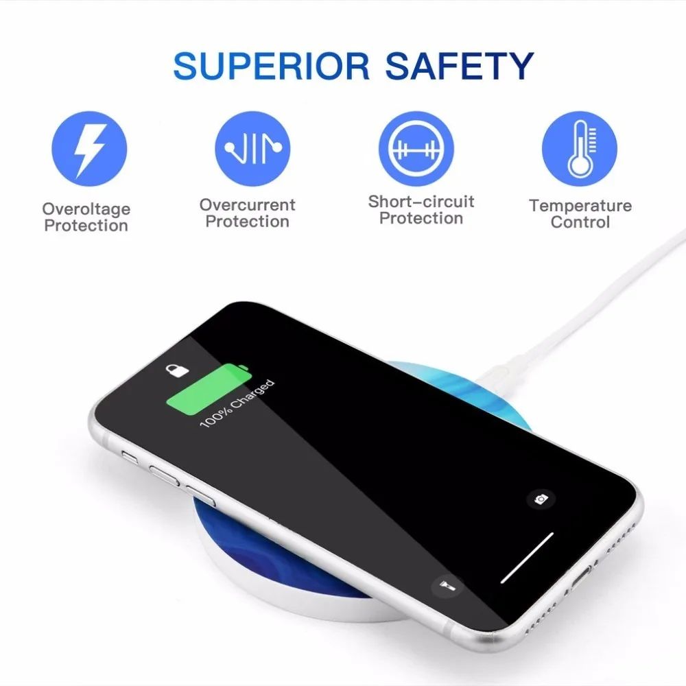 Wireless Charger with Mirror QI Standard General Cute Pattern Dual