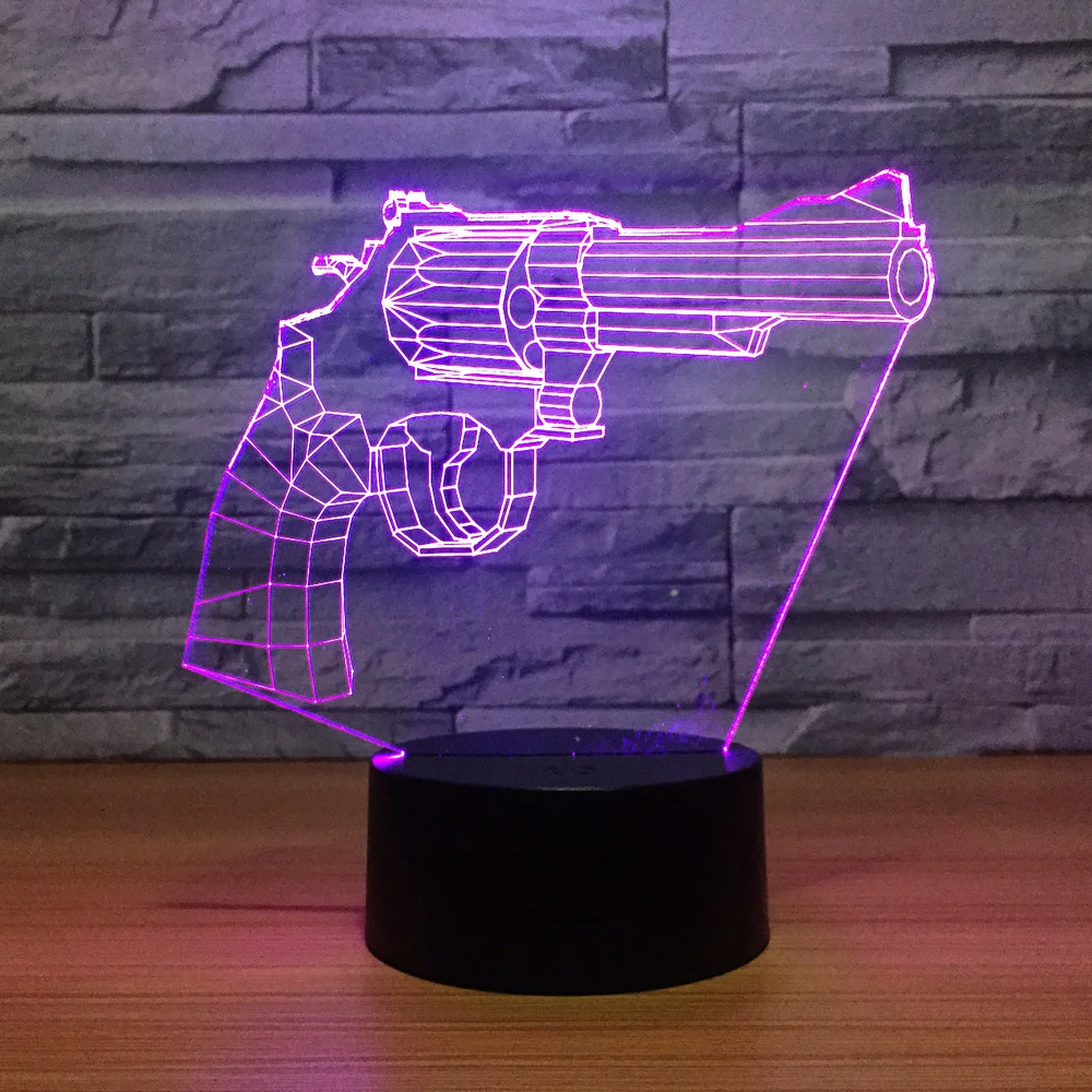 Новинка вращающийся пистолет 3D лампа 7 цветов светодиодный ночник для детей