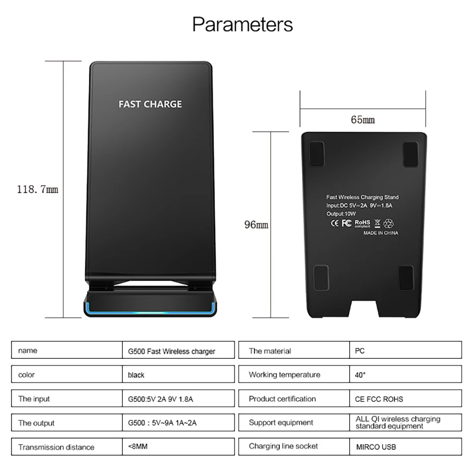!ACCEZZ Z Shape 7.5W Fast Qi Wireless Charging For iPhone X 8 Plus 10W For Samsung Galaxy Galaxy S9 5W Desktop Charge For Nokia (2)