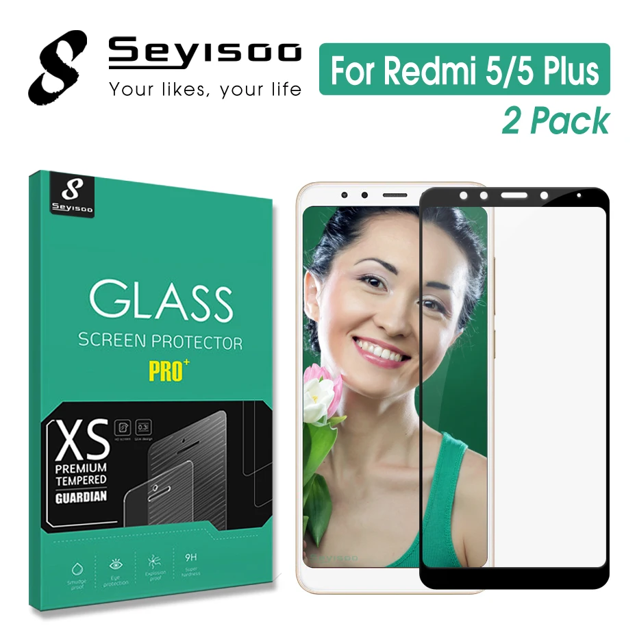

[2 Pack] 100% Original Seyisoo 0.3mm 2.5D Full Cover Tempered Glass Screen Protector For Xiaomi Redmi 5 Xiomi Redmi 5 Plus Film