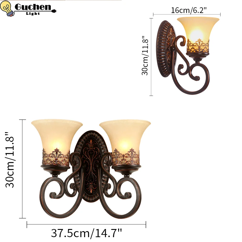 American style bedside antique glass wall lamp single-head living room lights vintage fashion bar lamps Double Head Vintage LED American style bedside antique glass wall lamp single-head living room lights vintage fashion bar lamps Double Head Vintage LED