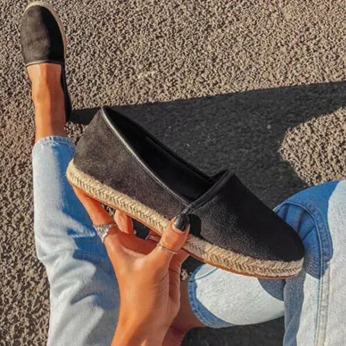 

HEFLASHOR 2019 New Flat Hemp Slip On Espadrilles Ladies Casual Plimsolls Shoes Sneakers Women Ballet Loafers Flats Zapatos Mujer