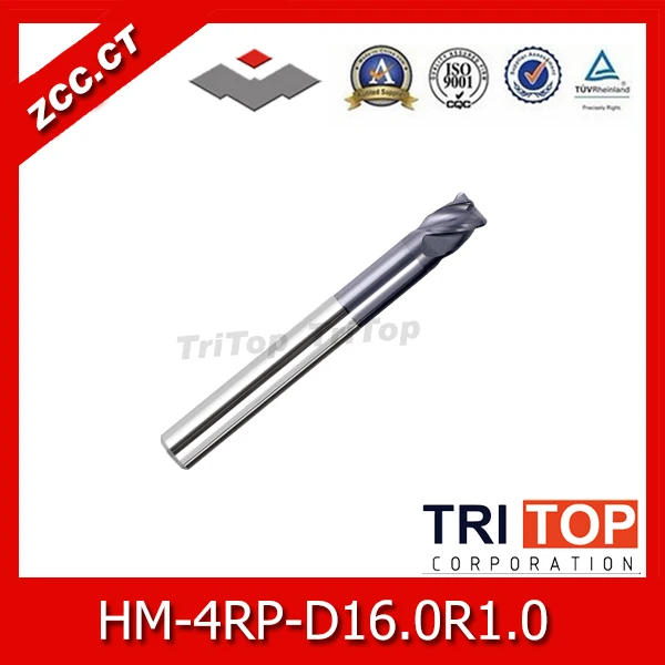 

ZCC.CT HM/HMX-4RP-D16.0R1.0 Solid carbide 4-flute Radius end mills with straight shank, long neck and short cutting edge