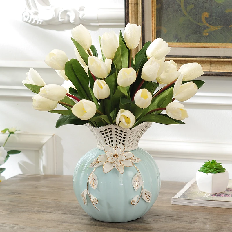 Modern Art Ceramic Vase Pink & Blue Stereoscopic Flower Home Decor Wedding Centerpieces Artistic Design 3