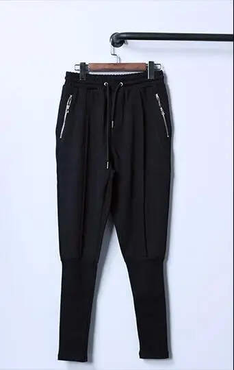 Модные длинные штаны для фитнеса, мужские повседневные спортивные штаны, мешковатые обтягивающие брюки для бега, модные облегающие штаны, уличная одежда в стиле хип-хоп - Цвет: Черный