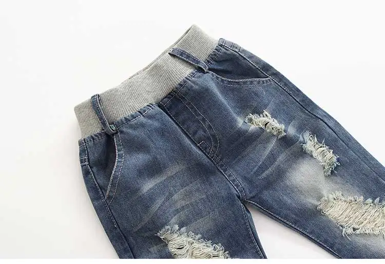 2018 Spring Autumn New 2-10 Years Children Birthday Gift Elastic Long Trousers Washed Hole Denim Baby Kids Girls Jeans Pants (12)