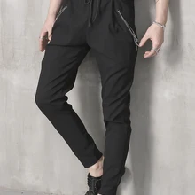 M-6XL! весенние и летние мужские повседневные штаны для стройных обтягивающих штанов с металлической молнией, шаровары