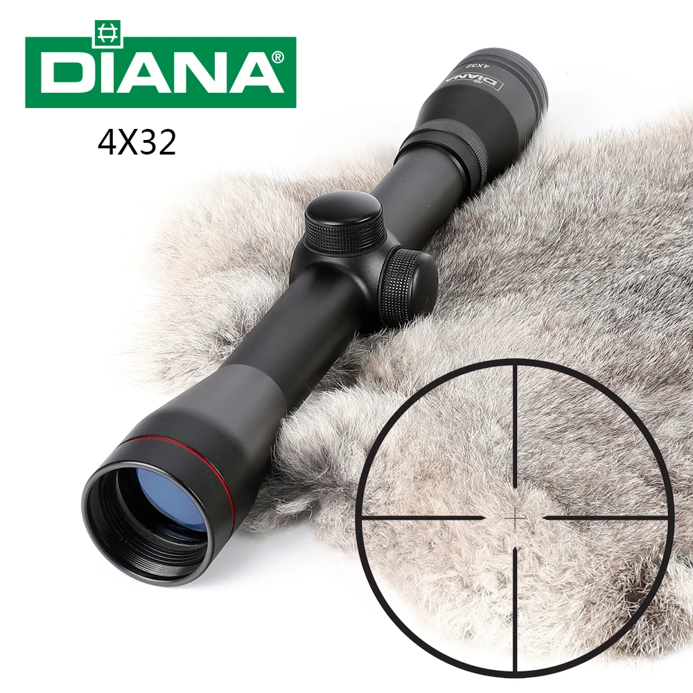 DIANA 4X32 Hunting Optics Riflescopes One Tube Glass Double Crosshair Etched Reticle Optical Sight Rifle Scope