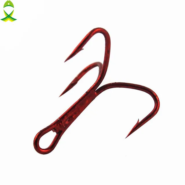 JSM 40pcs/lot High Carbon Steel Treble red Fishing Hooks Round Bent