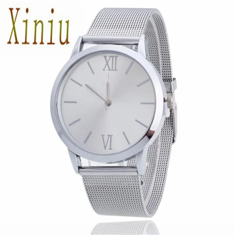 

Relogio Feminino Women Men Silver Gold Stainless Steel Mesh Band Wrist Watches Clock Men Ladies Man's Watches Erkek Kol Saati