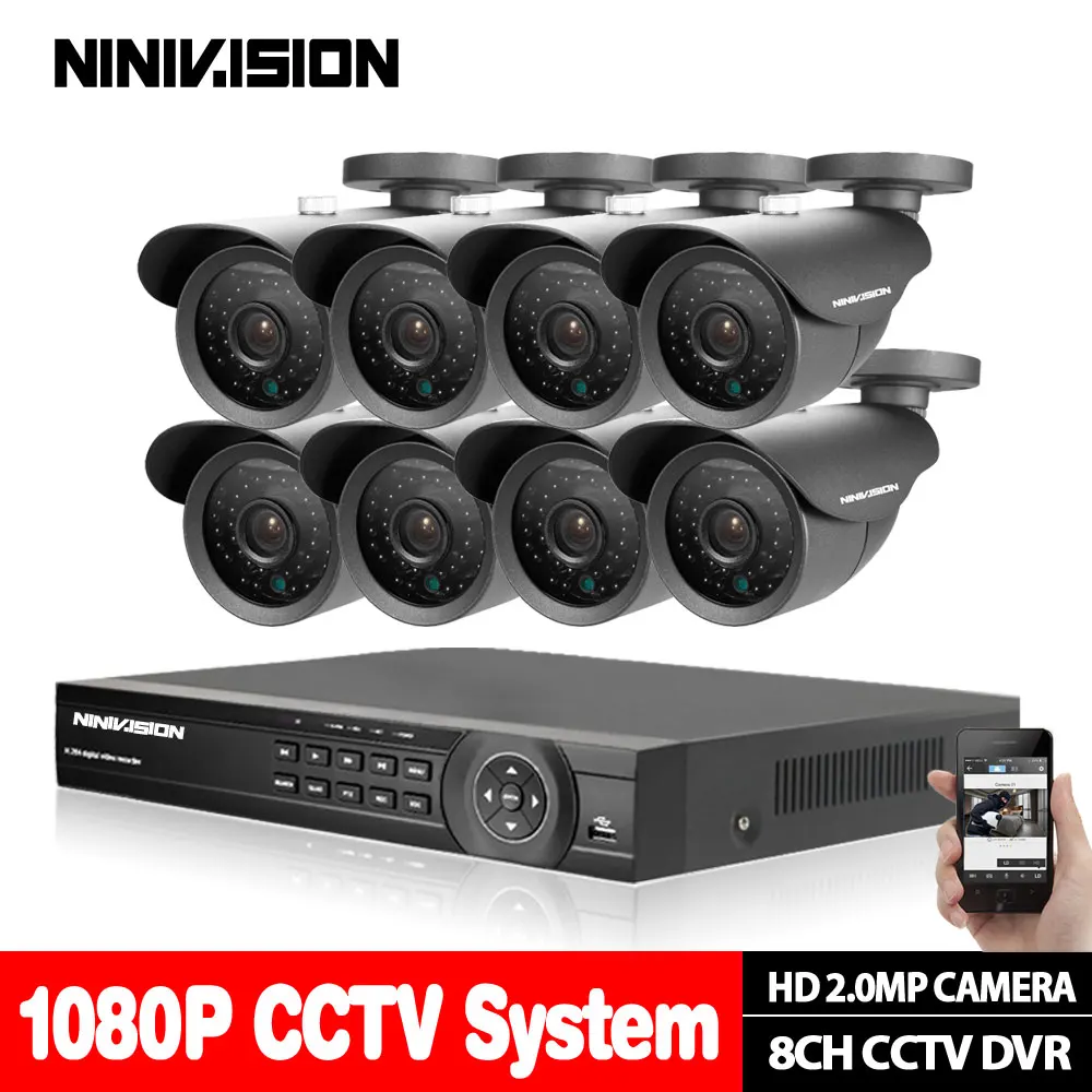 AHD 8CH CCTV 1080P HDMI DVR 2.0MP 3000TVL наружная камера видеонаблюдения с защитой от непогоды