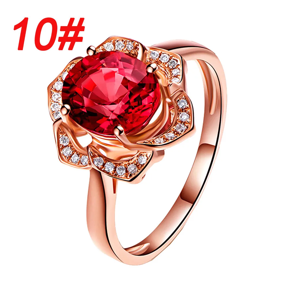 Новая мода Кристалл Стразы Цветы обручальные кольца для женщин ювелирные аксессуары розовое золото кольцо для помолвки перстень Femme