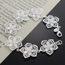 Красивая мода цвет серебра талисман цветок браслет для женщин леди Прекрасный Высокое качество классические ювелирные изделия женский подарок на день H317