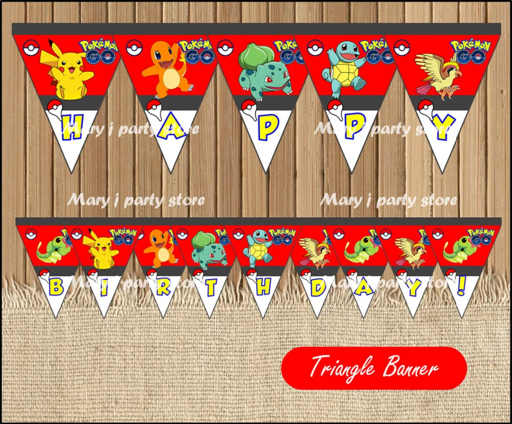 Pokemon Go Banner Baby Shower Pokemon Go Birthday Party Decorations Kids  Event & Party Supplies Trianglees Party Printable _ - AliExpress Mobile