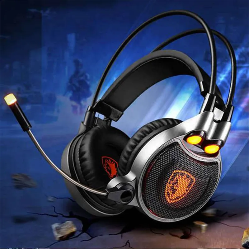 Игровые наушники Sades R1 Usb 7 1 объемный звук вибрация светодиодсветильник