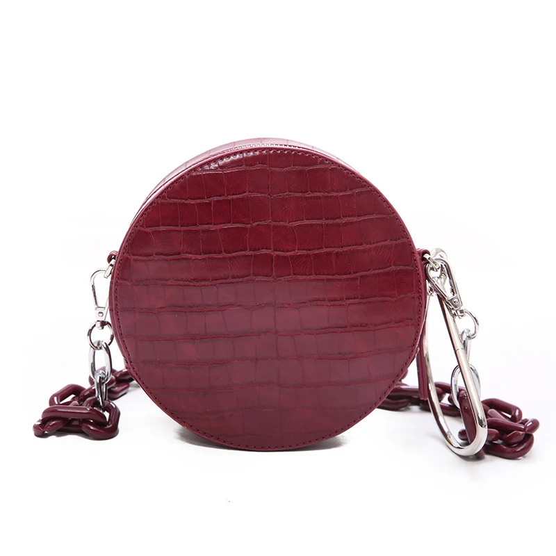 

2 Straps Acrylic Crocodile Pattern Women Handbag Small Round Bag women Shoulder Messenger Bag Evening Clutch Lady Hand Bags 2019