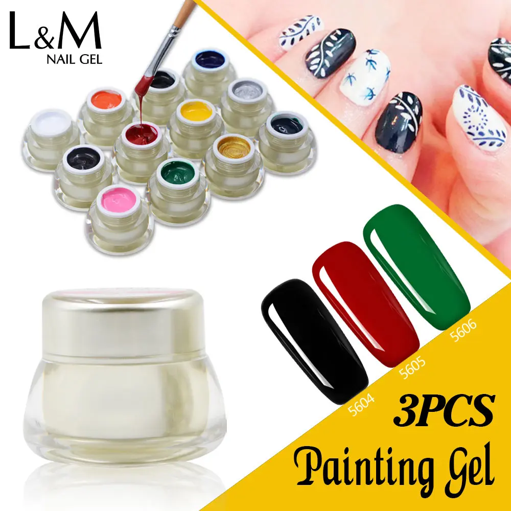 Conjunto de Marcas Unhas de Gel Tinta de Cura Cor de Pintura de Arte Pintura Ibdgel Soak Off Polonês Faça Você Mesmo Desenho uv Led Unha Projeto 3 Pcs Gel