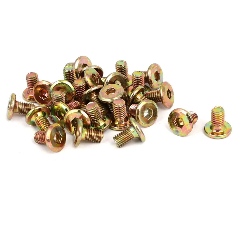 UXCELL 30pcs Flat Hex Socket Head Hexagon Furniture Bolts Connector