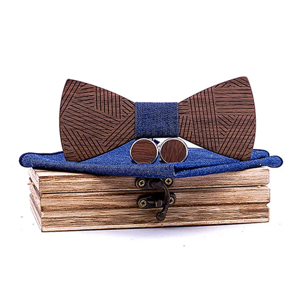 Ручной деревянный Повседневный модный галстук-бабочка платок набор мужской галстук-бабочка деревянный полый резной и коробка галстук-бабочка homme 50 - Цвет: D