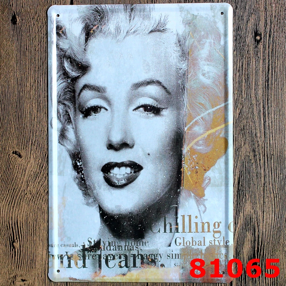 Хепберн Marilyn Monroe олова знак логотип доска Винтаж металл роспись стены железные стикеры вывеска декоративные тарелки