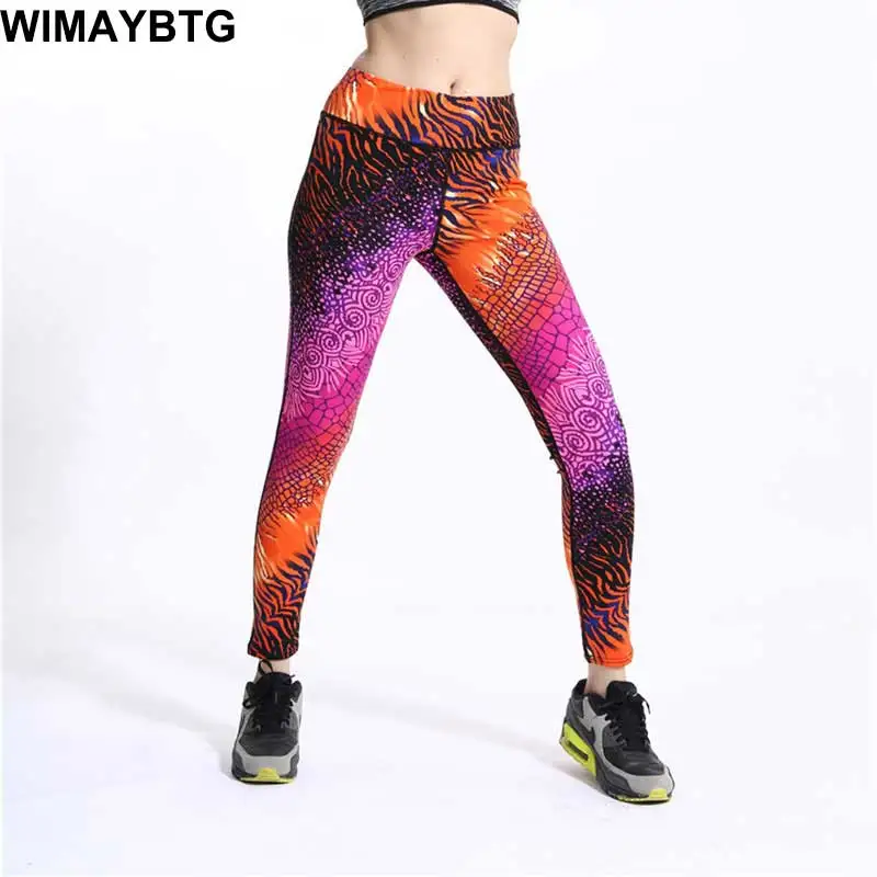 Gradient Color Printed Leggings Women High Waist Fashion Elasticity