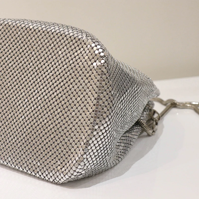 ARPIMALA Chainmail сумка в форме ведра маленькая Серебристая женская мессенджер мини на