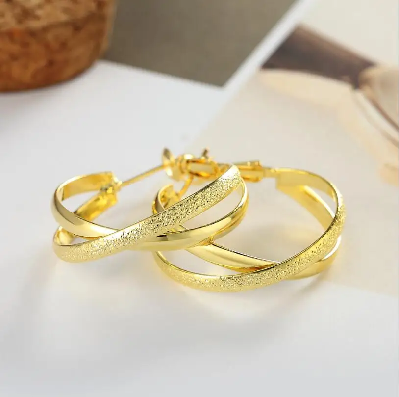 Gold Filled простые серьги-кольца для женщин серебро/золото/розовое золото цвет 29 мм X Форма Серьги Кольца модные ювелирные изделия