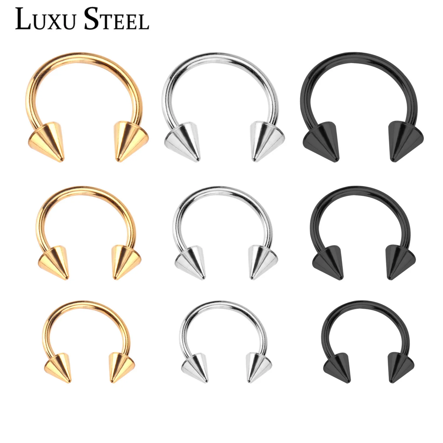 LUXUSTEEL Горячий индийский стиль 9 шт. нержавеющая сталь две стрелки кольца для носа
