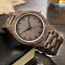 Reloj de pulsera de madera Natural de nogal para hombre, reloj de pulsera Retro de Color marrón, reloj de pulsera de cuarzo, reloj de madera