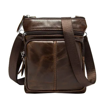 

Solid Cow Leather Men's Messenger Bags Vintage High Quality Male Bag Genuine Leather Small Shoulder Bags For Man