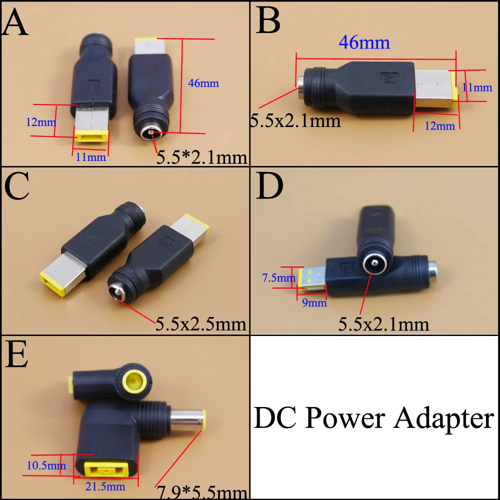 DC Power Adapter 7.9*5.5  5.5x2.1mm Female to Square Plug Connector for Lenovo Laptop Notebook PC for ThinkPad Ultrabook X230S