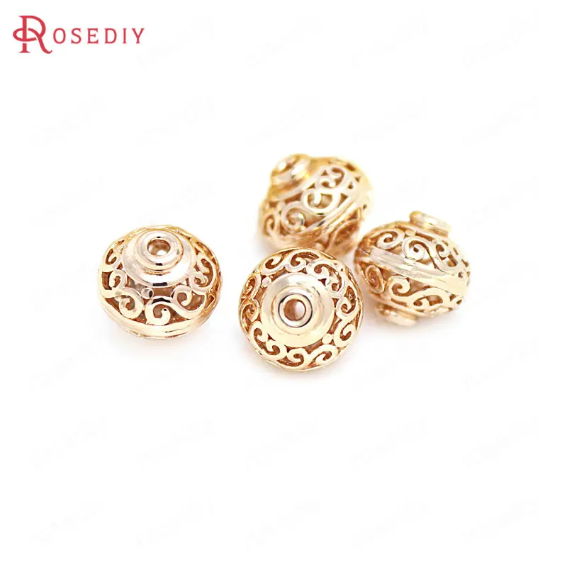 

6PCS 10MM 12MM 15MM 24K Champagne Gold Color Plated Brass Spacer Beads Bracelet Beads High Quality Diy Jewelry Accessories