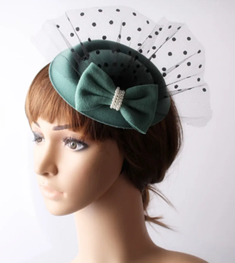 

7 colors top hats party hats with veils for wedding fascinators  bridal veils party hair accessories cocktail hats OF1551