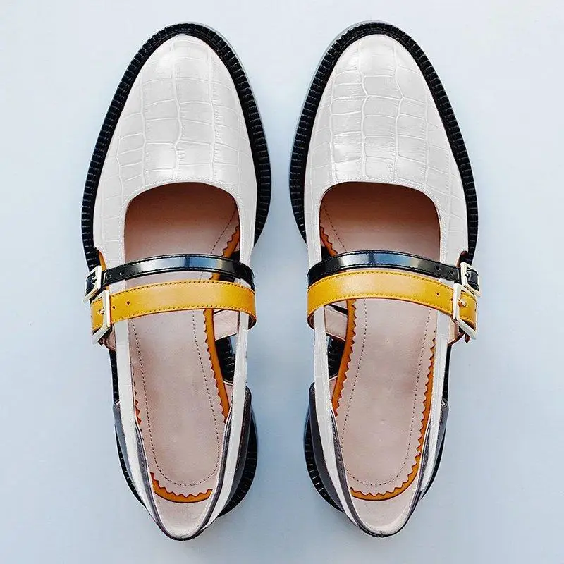 Женская обувь летние искусственная кожа, на низком каблуке, старинные сандалии Разноцветные туфли с ремешком и пряжкой повседневные женские туфли-лодочки Большие размеры Женская обувь